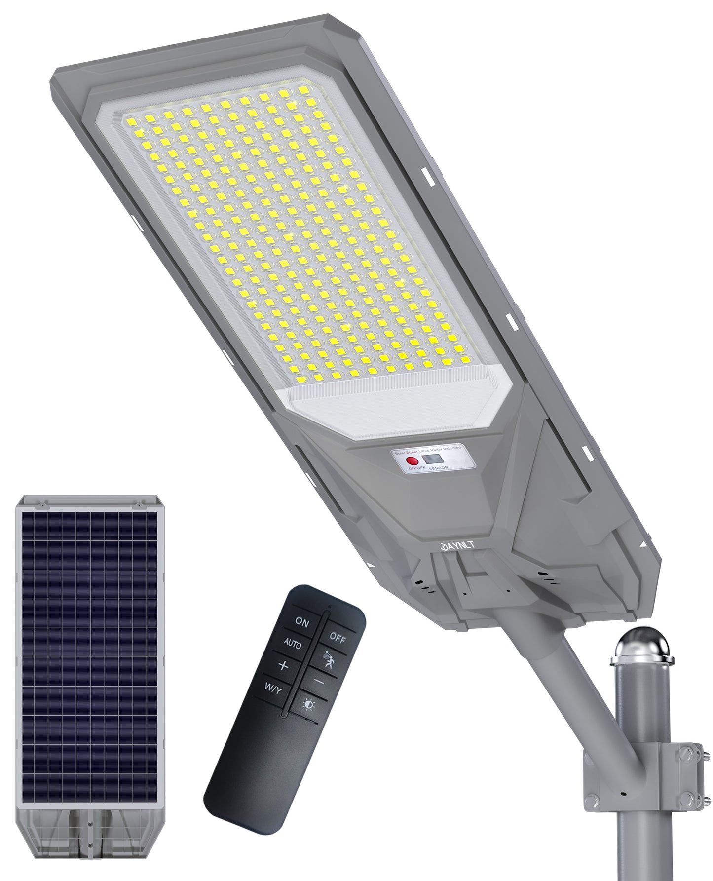 JAYNLT Solar Street Lights Outdoor Dusk to Dawn,6500K Commercial Parking Lot Light with Motion Sensor,IP68 Waterproof Flood Security Street Lights for PlayCourt,Farm,Shop