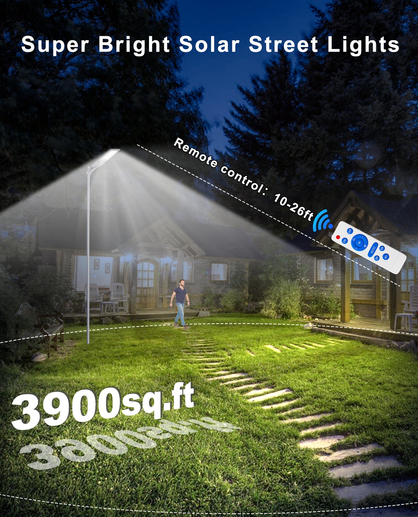 JAYNLT Solar Street Lights Outdoor Dusk to Dawn,6500K Commercial Parking Lot Light with Motion Sensor,IP68 Waterproof Flood Security Street Lights for PlayCourt,Farm,Shop