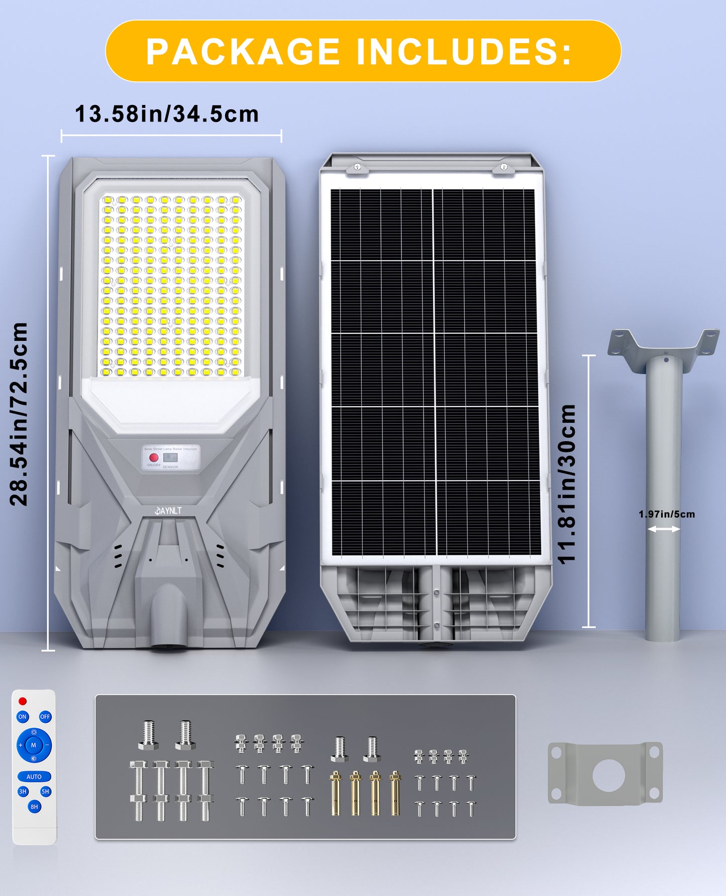 JAYNLT Solar Street Lights Outdoor Dusk to Dawn,6500K Commercial Parking Lot Light with Motion Sensor,IP68 Waterproof Flood Security Street Lights for Parking Lot,Road