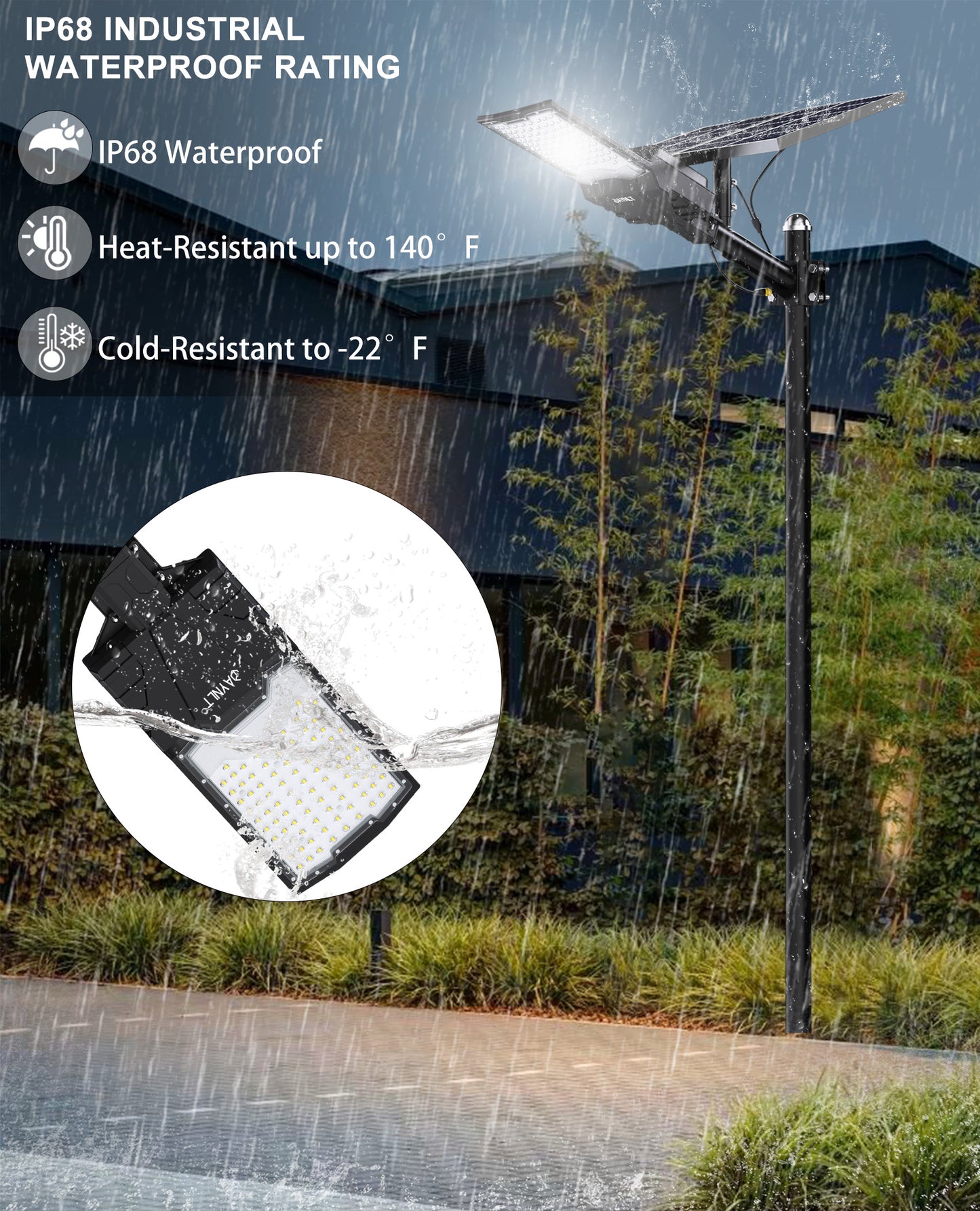 JAYNLT Solar Street Lights Outdoor, 6500K Large Parking Lot Lights Commercial Dusk to Dawn,IP68 Waterproof Solar Power Flood Security Lamps for Playground,Garage
