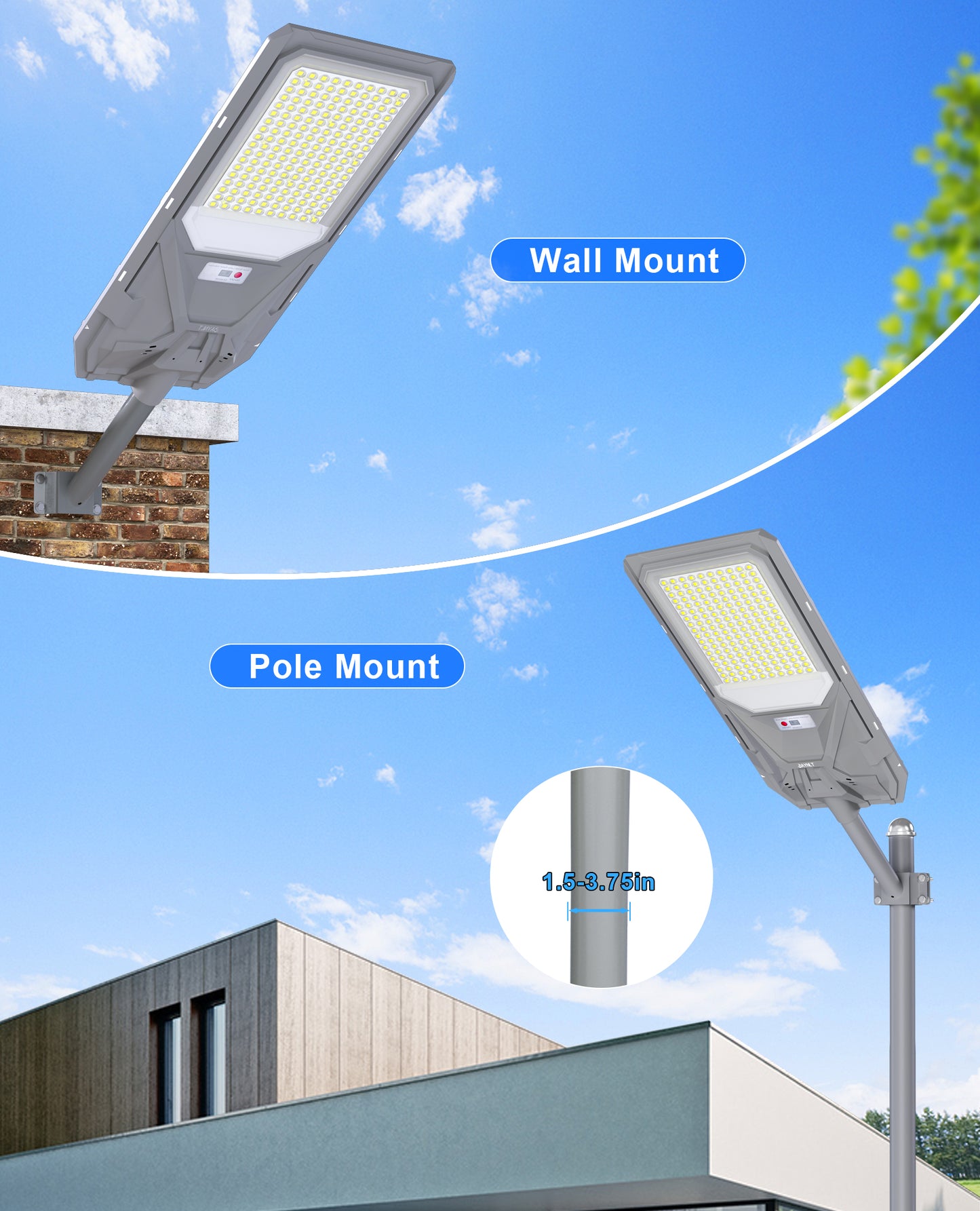 JAYNLT Solar Street Lights Outdoor Dusk to Dawn,6500K Commercial Parking Lot Light with Motion Sensor,IP68 Waterproof Flood Security Street Lights for Parking Lot,Road