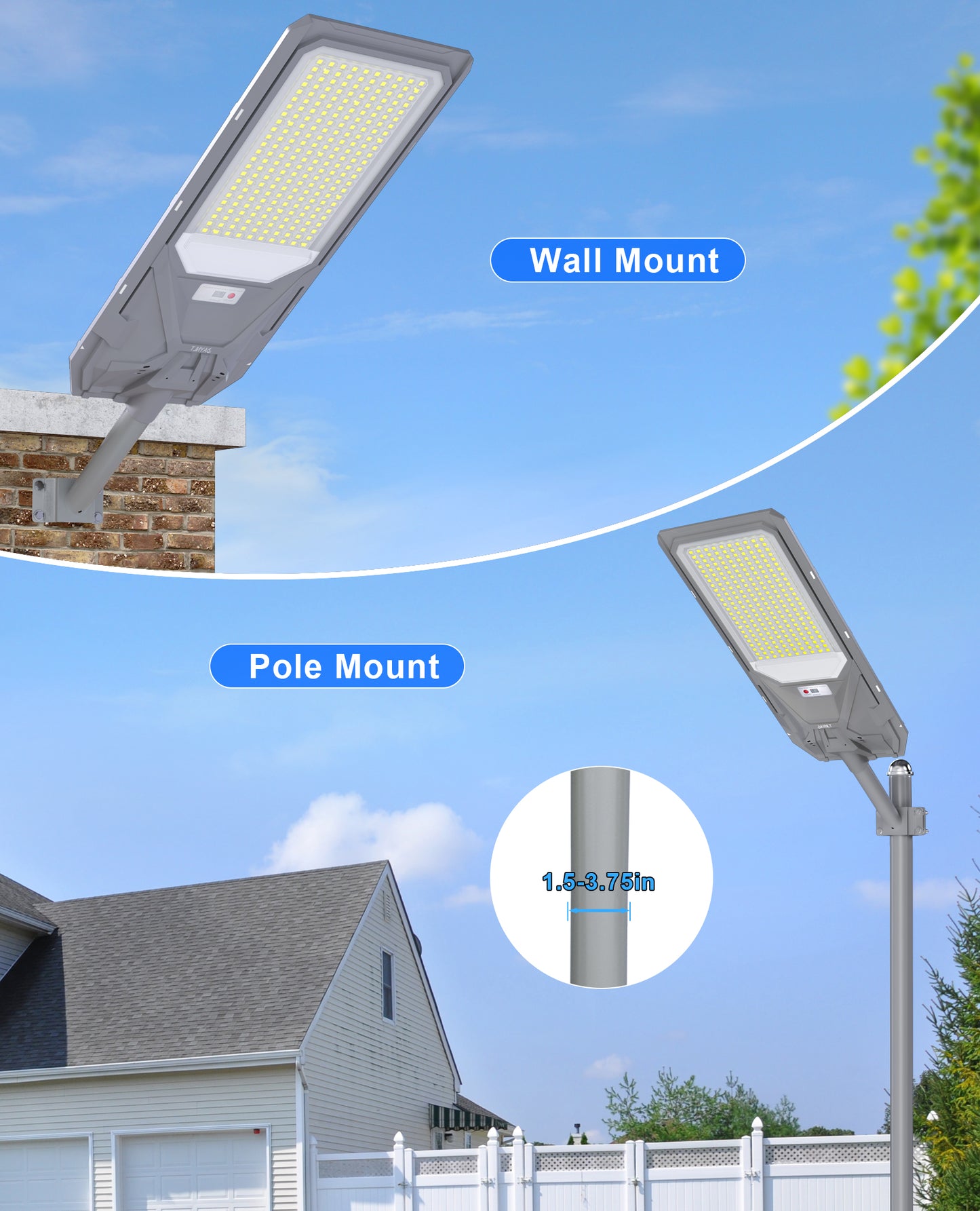 JAYNLT Solar Street Lights Outdoor Dusk to Dawn,6500K Commercial Parking Lot Light with Motion Sensor,IP68 Waterproof Flood Security Street Lights for PlayCourt,Farm,Shop
