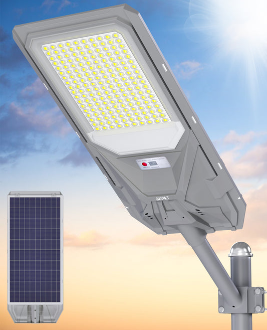 JAYNLT Solar Street Lights Outdoor Dusk to Dawn,6500K Commercial Parking Lot Light with Motion Sensor,IP68 Waterproof Flood Security Street Lights for Parking Lot,Road