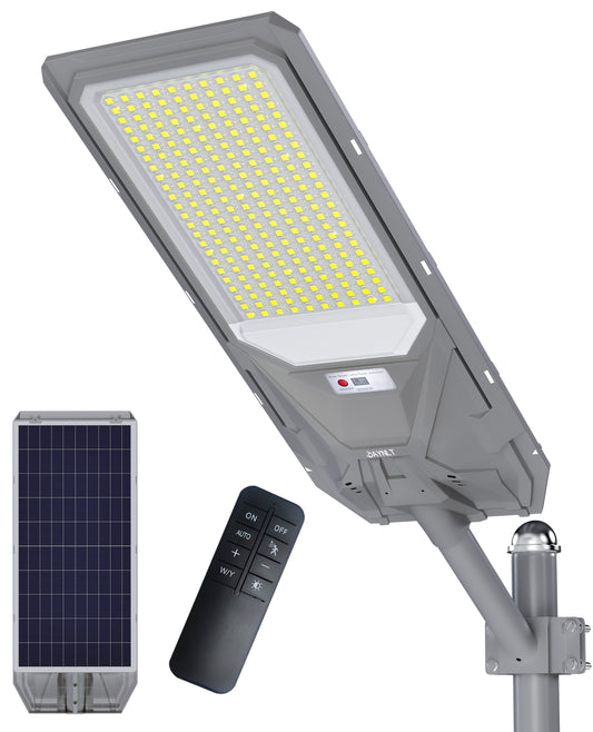 JAYNLT Solar Street Lights Outdoor Dusk to Dawn,6500K Commercial Parking Lot Light with Motion Sensor,IP68 Waterproof Flood Security Street Lights for PlayCourt,Farm,Shop