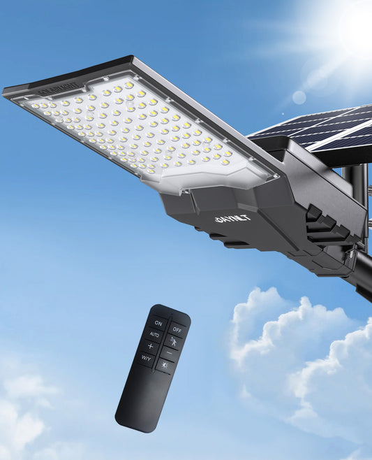 JAYNLT Solar Street Lights Outdoor, 6500K Large Parking Lot Lights Commercial Dusk to Dawn,IP68 Waterproof Solar Power Flood Security Lamps for Playground,Garage